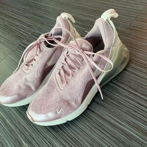 Nike Air Max 270 pink with white accents.